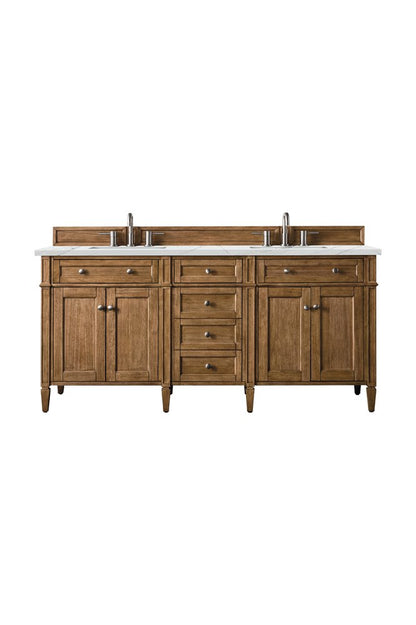 James Martin - Brittany 72" Double Vanity, Saddle Brown w/ 3 CM Ethereal Noctis Silestone Top w/FreePower Wireless Charger - 650-V72-SBR-FENC view 1