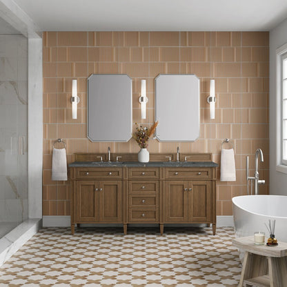 James Martin - Brittany 72" Double Vanity, Saddle Brown w/ 3 CM Parisien Bleu Silestone Top - 650-V72-SBR-3PBL view 3