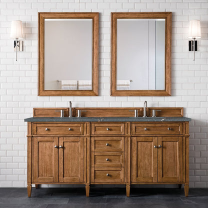 James Martin - Brittany 72" Double Vanity, Saddle Brown w/ 3 CM Parisien Bleu Silestone Top w/FreePower Wireless Charger - 650-V72-SBR-FPBL view 4