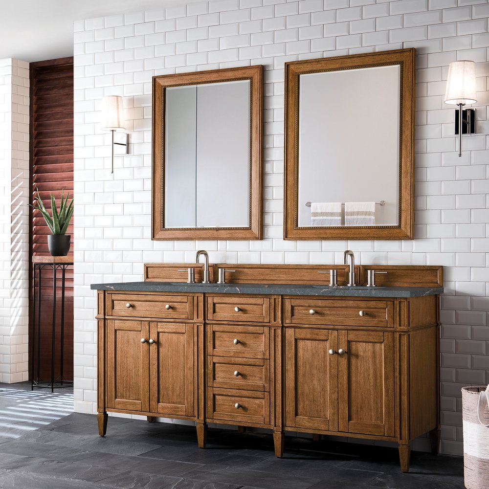James Martin - Brittany 72" Double Vanity, Saddle Brown w/ 3 CM Parisien Bleu Silestone Top w/FreePower Wireless Charger - 650-V72-SBR-FPBL view 5