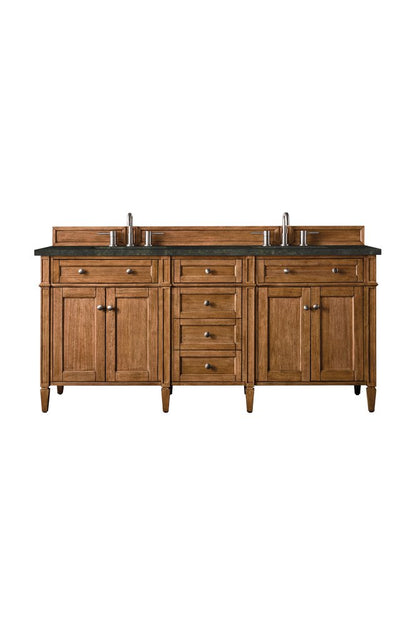 James Martin - Brittany 72" Double Vanity, Saddle Brown, w/ 3 CM Phantome Eclos Top - 650-V72-SBR-3PHT view 1