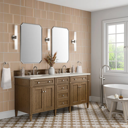 James Martin - Brittany 72" Double Vanity, Saddle Brown, w/ 3 CM Siberian Silestone Top w/FreePower Wireless Charger - 650-V72-SBR-FSFR view 4