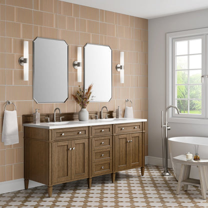 James Martin - Brittany 72" Double Vanity, Saddle Brown w/ 3 CM White Zeus Silestone Top - 650-V72-SBR-3WZ view 4