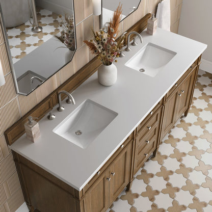 James Martin - Brittany 72" Double Vanity, Saddle Brown w/ 3 CM White Zeus Silestone Top - 650-V72-SBR-3WZ view 7