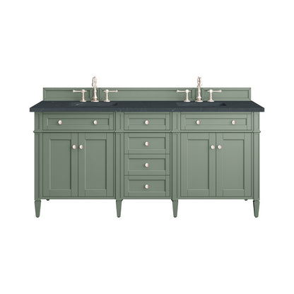 James Martin - Brittany 72" Double Vanity, Smokey Celadon w/ 3 CM Charcoal Soapstone Top - 650-V72-SC-3CSP view 1