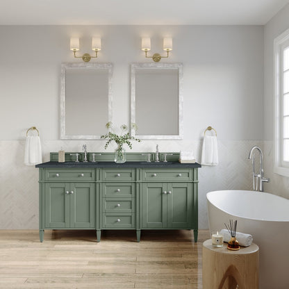 James Martin - Brittany 72" Double Vanity, Smokey Celadon w/ 3 CM Charcoal Soapstone Top - 650-V72-SC-3CSP view 3