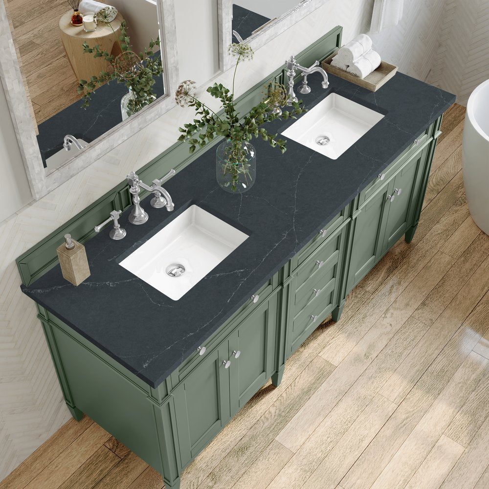 James Martin - Brittany 72" Double Vanity, Smokey Celadon w/ 3 CM Charcoal Soapstone Top - 650-V72-SC-3CSP view 6