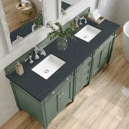 James Martin - Brittany 72" Double Vanity, Smokey Celadon w/ 3 CM Charcoal Soapstone Top - 650-V72-SC-3CSP view 6