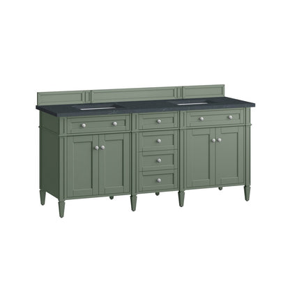 James Martin - Brittany 72" Double Vanity, Smokey Celadon w/ 3 CM Charcoal Soapstone Top - 650-V72-SC-3CSP view 7