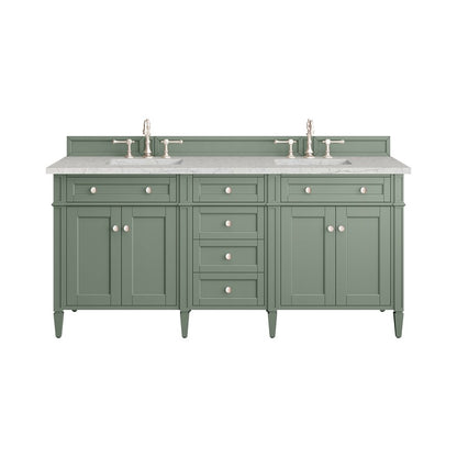 James Martin - Brittany 72" Double Vanity, Smokey Celadon w/ 3 CM Eternal Jasmine Pearl Top - 650-V72-SC-3EJP view 1