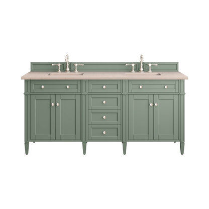 James Martin - Brittany 72" Double Vanity, Smokey Celadon w/ 3 CM Eternal Marfil Top - 650-V72-SC-3EMR view 1