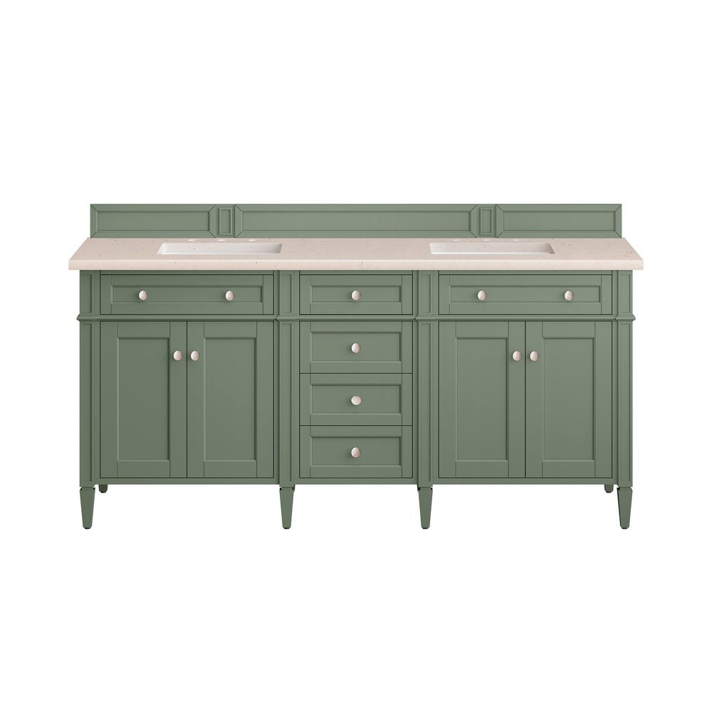 James Martin - Brittany 72" Double Vanity, Smokey Celadon w/ 3 CM Eternal Marfil Top - 650-V72-SC-3EMR view 2
