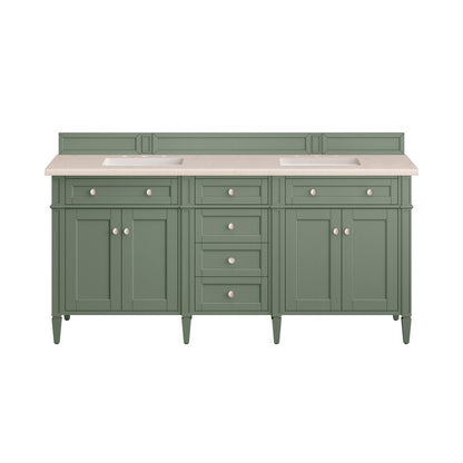 James Martin - Brittany 72" Double Vanity, Smokey Celadon w/ 3 CM Eternal Marfil Top - 650-V72-SC-3EMR view 2