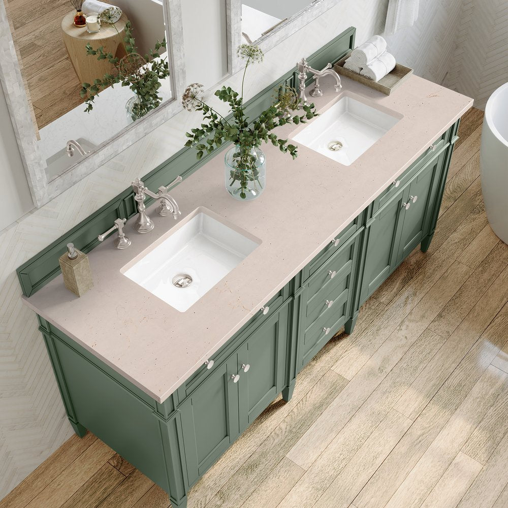 James Martin - Brittany 72" Double Vanity, Smokey Celadon w/ 3 CM Eternal Marfil Top - 650-V72-SC-3EMR view 7
