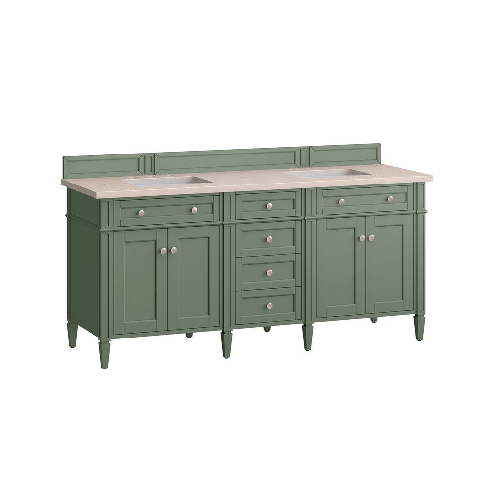 James Martin - Brittany 72" Double Vanity, Smokey Celadon w/ 3 CM Eternal Marfil Top - 650-V72-SC-3EMR view 8