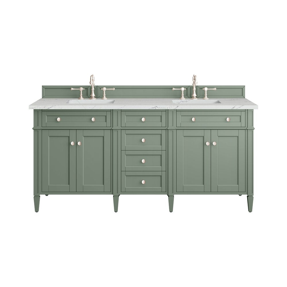 James Martin - Brittany 72" Double Vanity, Smokey Celadon w/ 3 CM Ethereal Noctis Top - 650-V72-SC-3ENC view 1