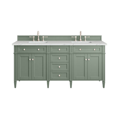 James Martin - Brittany 72" Double Vanity, Smokey Celadon w/ 3 CM Ethereal Noctis Top - 650-V72-SC-3ENC view 1