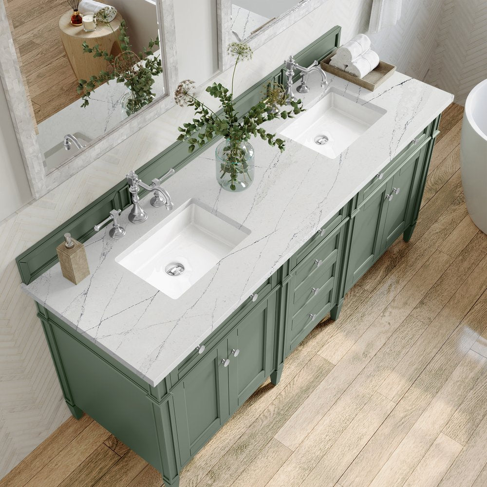 James Martin - Brittany 72" Double Vanity, Smokey Celadon w/ 3 CM Ethereal Noctis Top - 650-V72-SC-3ENC view 6
