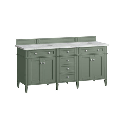 James Martin - Brittany 72" Double Vanity, Smokey Celadon w/ 3 CM Ethereal Noctis Top - 650-V72-SC-3ENC view 7