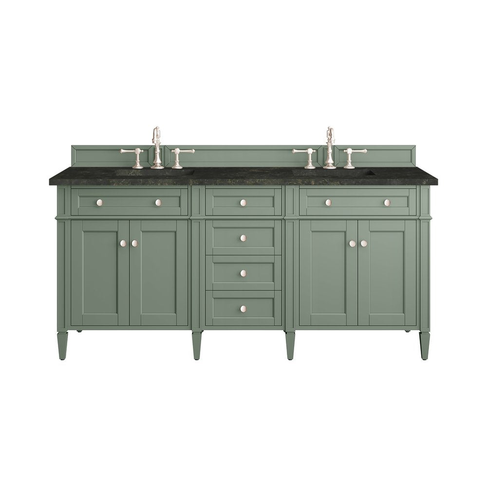 James Martin - Brittany 72" Double Vanity, Smokey Celadon, w/ 3 CM Phantome Eclos Top - 650-V72-SC-3PHT view 1