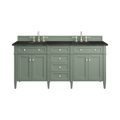 James Martin - Brittany 72" Double Vanity, Smokey Celadon, w/ 3 CM Phantome Eclos Top - 650-V72-SC-3PHT view 1