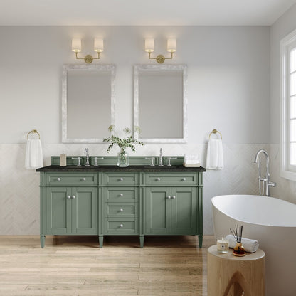 James Martin - Brittany 72" Double Vanity, Smokey Celadon, w/ 3 CM Phantome Eclos Top - 650-V72-SC-3PHT view 3