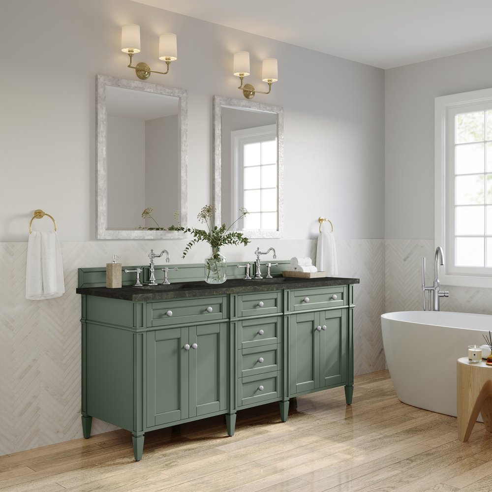 James Martin - Brittany 72" Double Vanity, Smokey Celadon, w/ 3 CM Phantome Eclos Top - 650-V72-SC-3PHT view 4