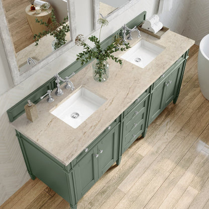 James Martin - Brittany 72" Double Vanity, Smokey Celadon, w/ 3 CM Tajnar Eclos Top - 650-V72-SC-3TJR view 6