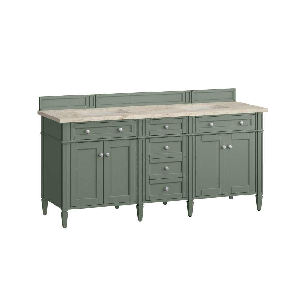 James Martin - Brittany 72" Double Vanity, Smokey Celadon, w/ 3 CM Tajnar Eclos Top - 650-V72-SC-3TJR view 7