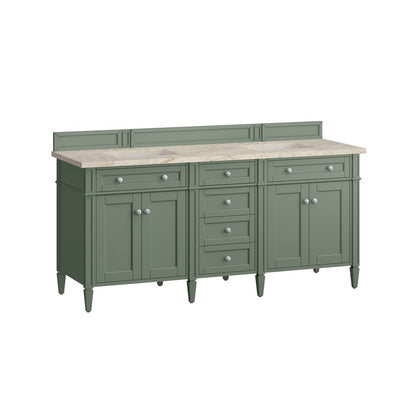 James Martin - Brittany 72" Double Vanity, Smokey Celadon, w/ 3 CM Tajnar Eclos Top - 650-V72-SC-3TJR view 7