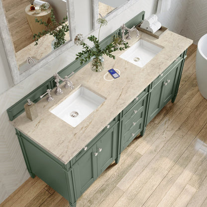 James Martin - Brittany 72" Double Vanity, Smokey Celadon, w/ 3 CM Tajnar Eclos Top w/FreePower Wireless Charger - 650-V72-SC-FTJR view 6