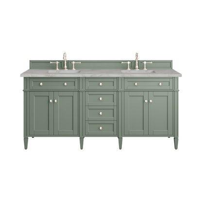 James Martin - Brittany 72" Double Vanity, Smokey Celadon w/ 3 CM Victorian Silver Top - 650-V72-SC-3VSL view 1