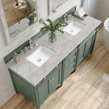 James Martin - Brittany 72" Double Vanity, Smokey Celadon w/ 3 CM Victorian Silver Top - 650-V72-SC-3VSL view 6