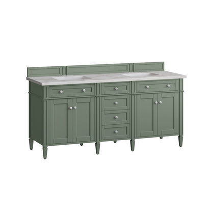 James Martin - Brittany 72" Double Vanity, Smokey Celadon w/ 3 CM Victorian Silver Top w/FreePower Wireless Charger - 650-V72-SC-FVSL view 8