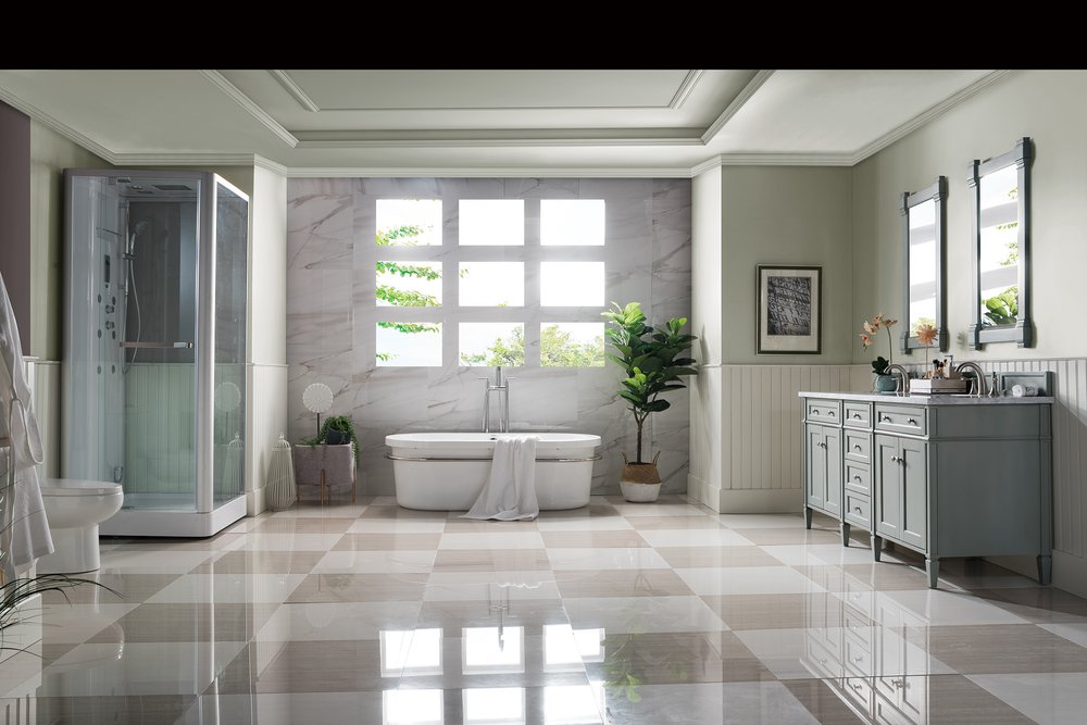 James Martin - Brittany 72" Double Vanity, Urban Gray w/ 3 CM Carrara Marble Top - 650-V72-UGR-3CAR view 8