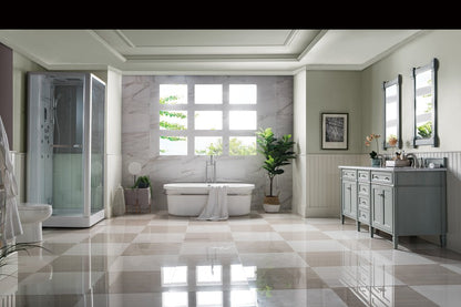 James Martin - Brittany 72" Double Vanity, Urban Gray w/ 3 CM Carrara Marble Top - 650-V72-UGR-3CAR view 8