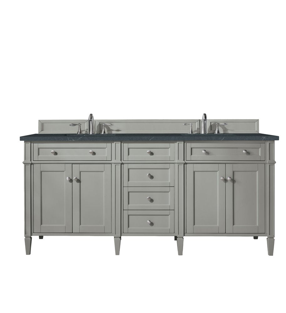 James Martin - Brittany 72" Double Vanity, Urban Gray w/ 3 CM Charcoal Soapstone Silestone Top - 650-V72-UGR-3CSP view 1