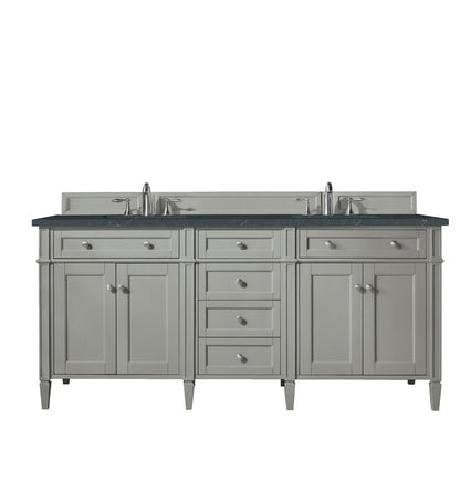 James Martin - Brittany 72" Double Vanity, Urban Gray w/ 3 CM Charcoal Soapstone Silestone Top - 650-V72-UGR-3CSP view 1