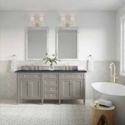 James Martin - Brittany 72" Double Vanity, Urban Gray w/ 3 CM Charcoal Soapstone Silestone Top - 650-V72-UGR-3CSP view 3