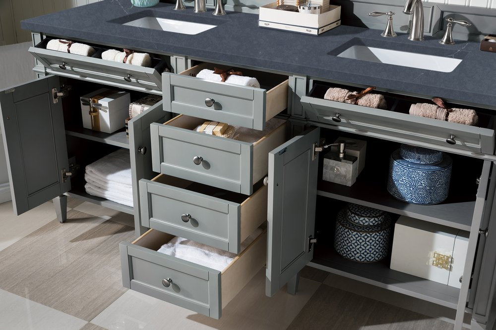 James Martin - Brittany 72" Double Vanity, Urban Gray w/ 3 CM Charcoal Soapstone Silestone Top - 650-V72-UGR-3CSP view 5