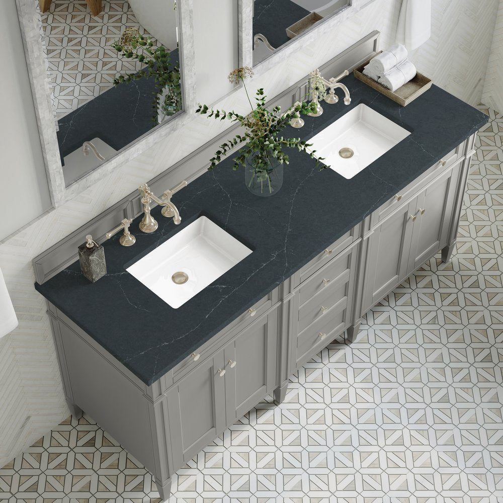 James Martin - Brittany 72" Double Vanity, Urban Gray w/ 3 CM Charcoal Soapstone Silestone Top - 650-V72-UGR-3CSP view 7