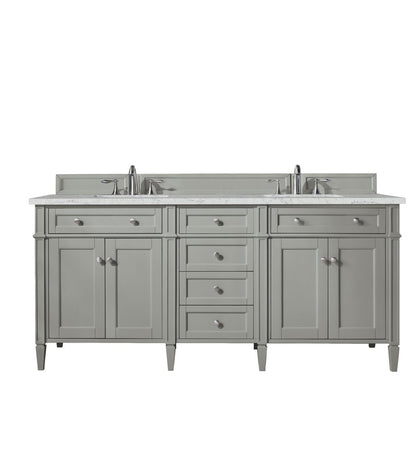 James Martin - Brittany 72" Double Vanity, Urban Gray w/ 3 CM Eternal Jasmine Pearl Silestone Top - 650-V72-UGR-3EJP view 1