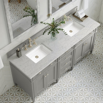 James Martin - Brittany 72" Double Vanity, Urban Gray w/ 3 CM Eternal Jasmine Pearl Silestone Top - 650-V72-UGR-3EJP view 7