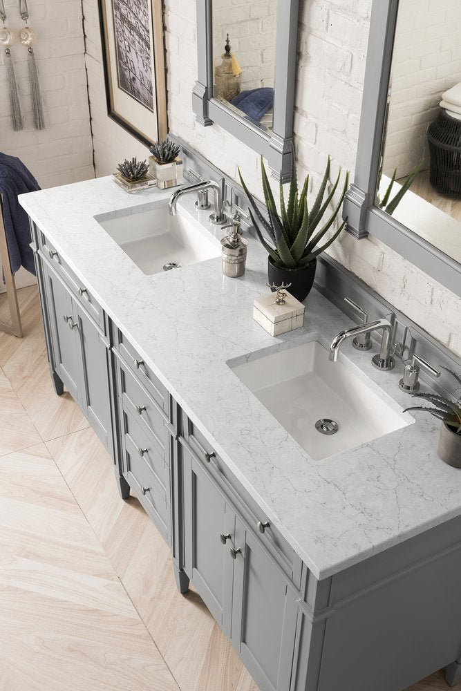 James Martin - Brittany 72" Double Vanity, Urban Gray w/ 3 CM Eternal Jasmine Pearl Silestone Top w/FreePower Wireless Charger - 650-V72-UGR-FEJP view 5