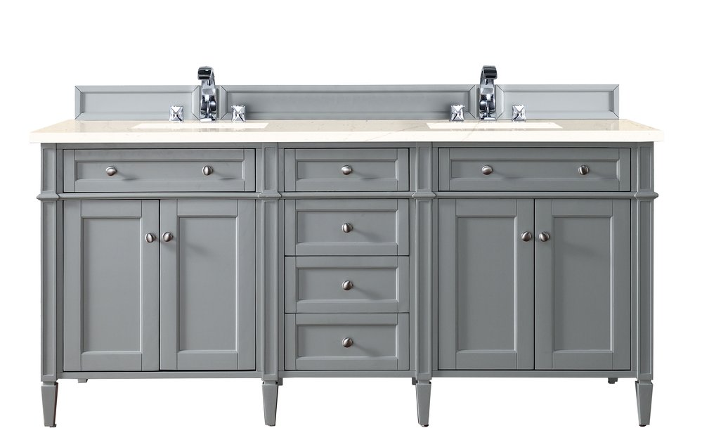 James Martin - Brittany 72" Double Vanity, Urban Gray w/ 3 CM Eternal Marfil Silestone Top - 650-V72-UGR-3EMR view 1