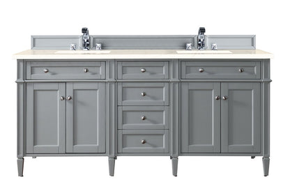 James Martin - Brittany 72" Double Vanity, Urban Gray w/ 3 CM Eternal Marfil Silestone Top - 650-V72-UGR-3EMR view 1