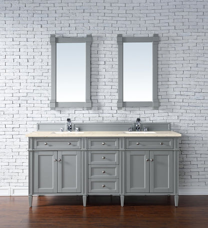 James Martin - Brittany 72" Double Vanity, Urban Gray w/ 3 CM Eternal Marfil Silestone Top - 650-V72-UGR-3EMR view 3