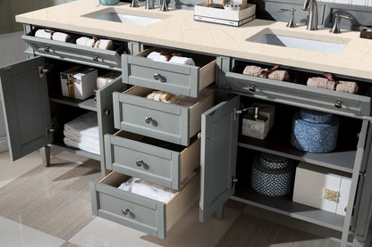 James Martin - Brittany 72" Double Vanity, Urban Gray w/ 3 CM Eternal Marfil Silestone Top - 650-V72-UGR-3EMR view 5