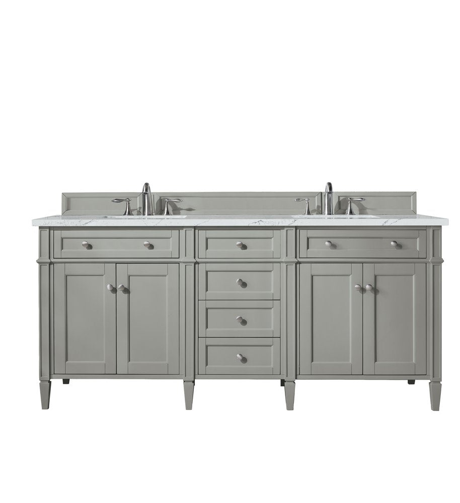 James Martin - Brittany 72" Double Vanity, Urban Gray w/ 3 CM Ethereal Noctis Silestone Top - 650-V72-UGR-3ENC view 1