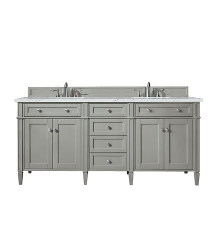 James Martin - Brittany 72" Double Vanity, Urban Gray w/ 3 CM Ethereal Noctis Silestone Top - 650-V72-UGR-3ENC view 1